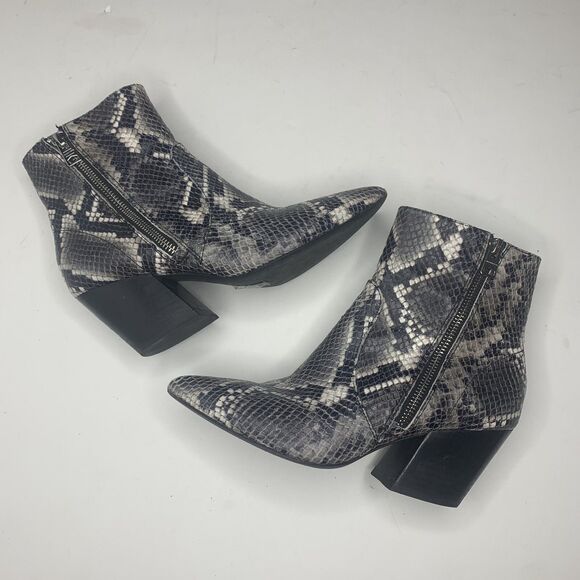 All Saints Aster Gray Snake Print Leather Western Ankle Boots Women’s SZ 36/5.5 - Picture 1 of 12